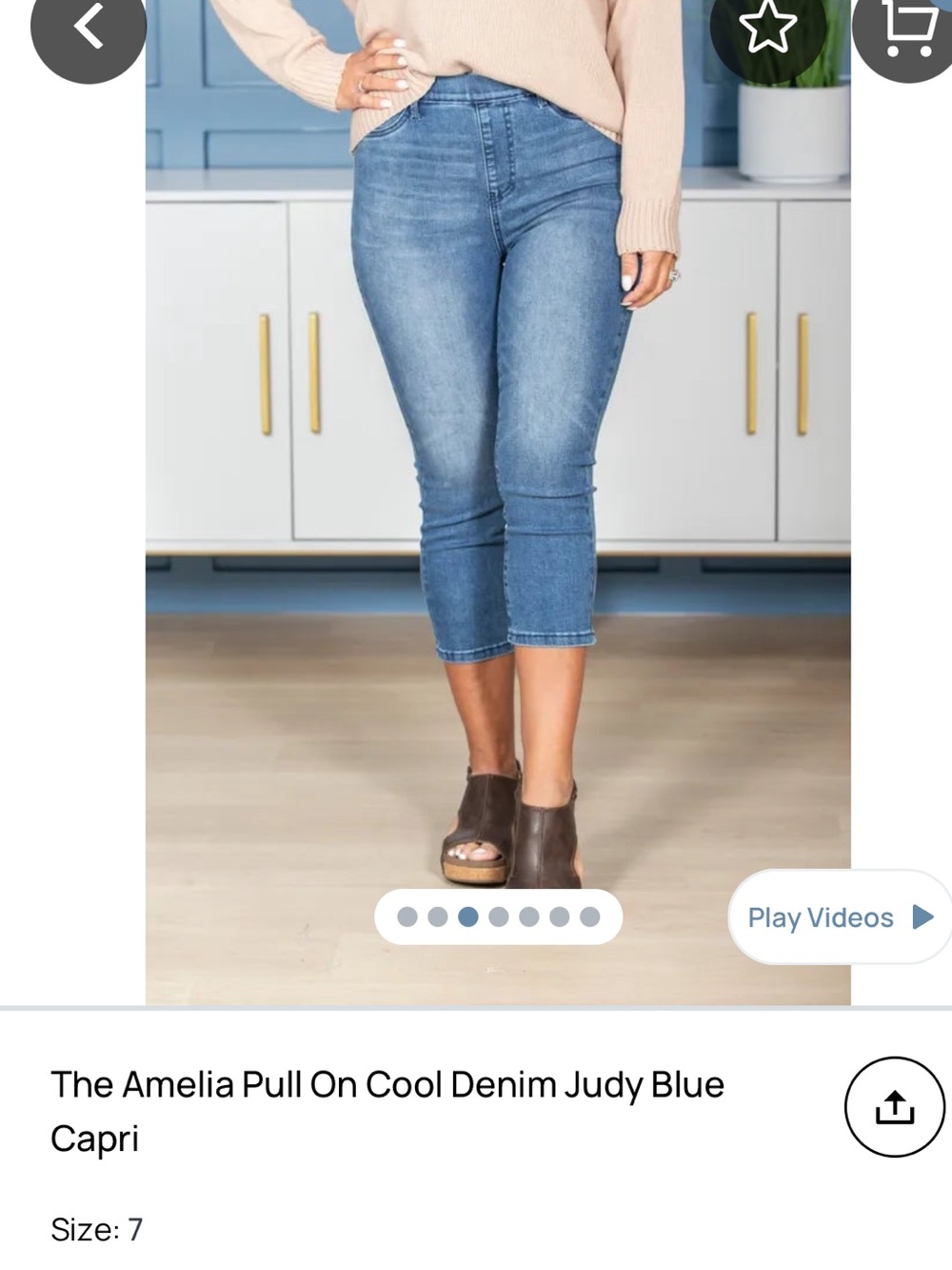 Amelia cool denim pull on jean capri